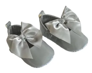 Baby Girls Large Bow Shoes - Grey