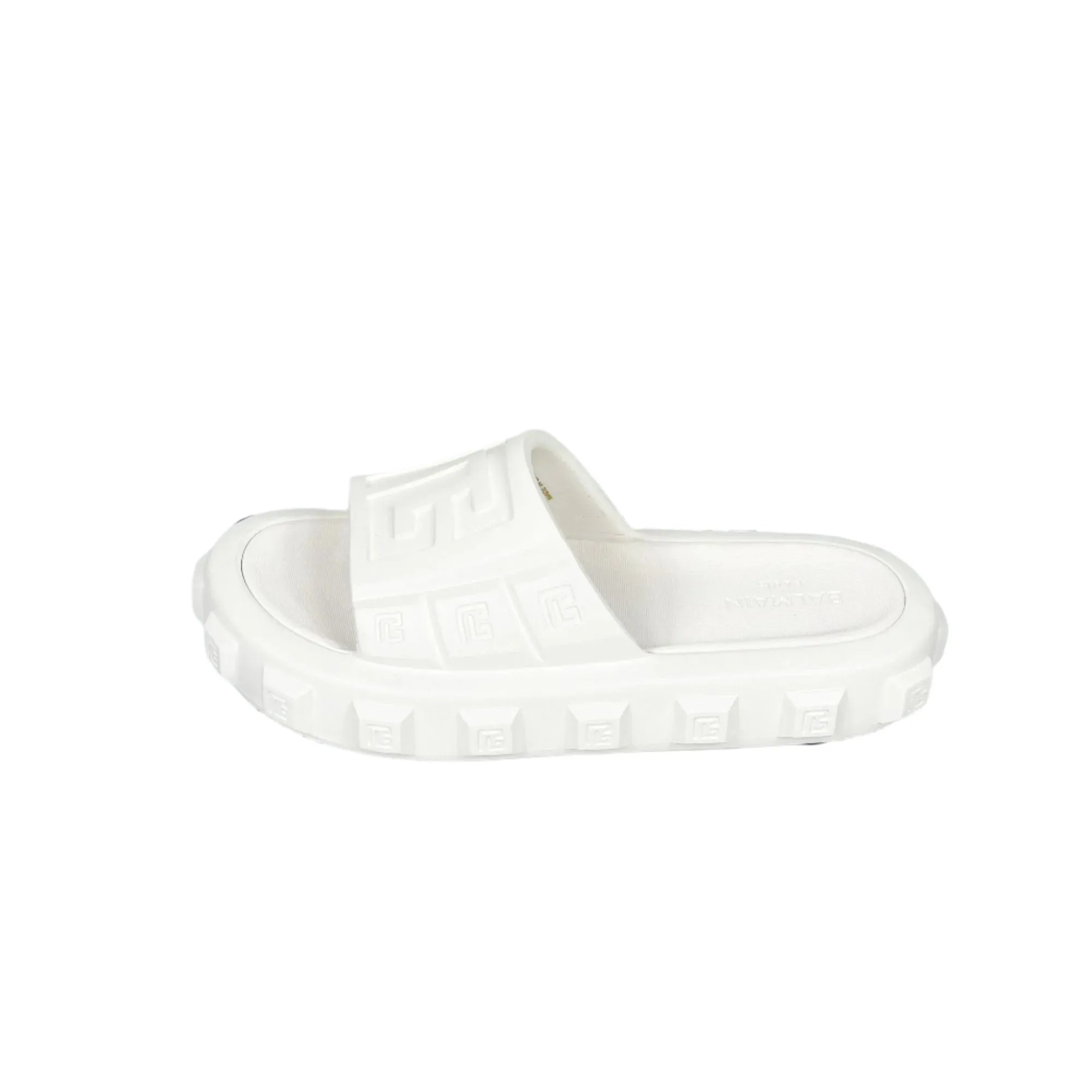 Balmain Mens White Ari Rubber Slides Sandals