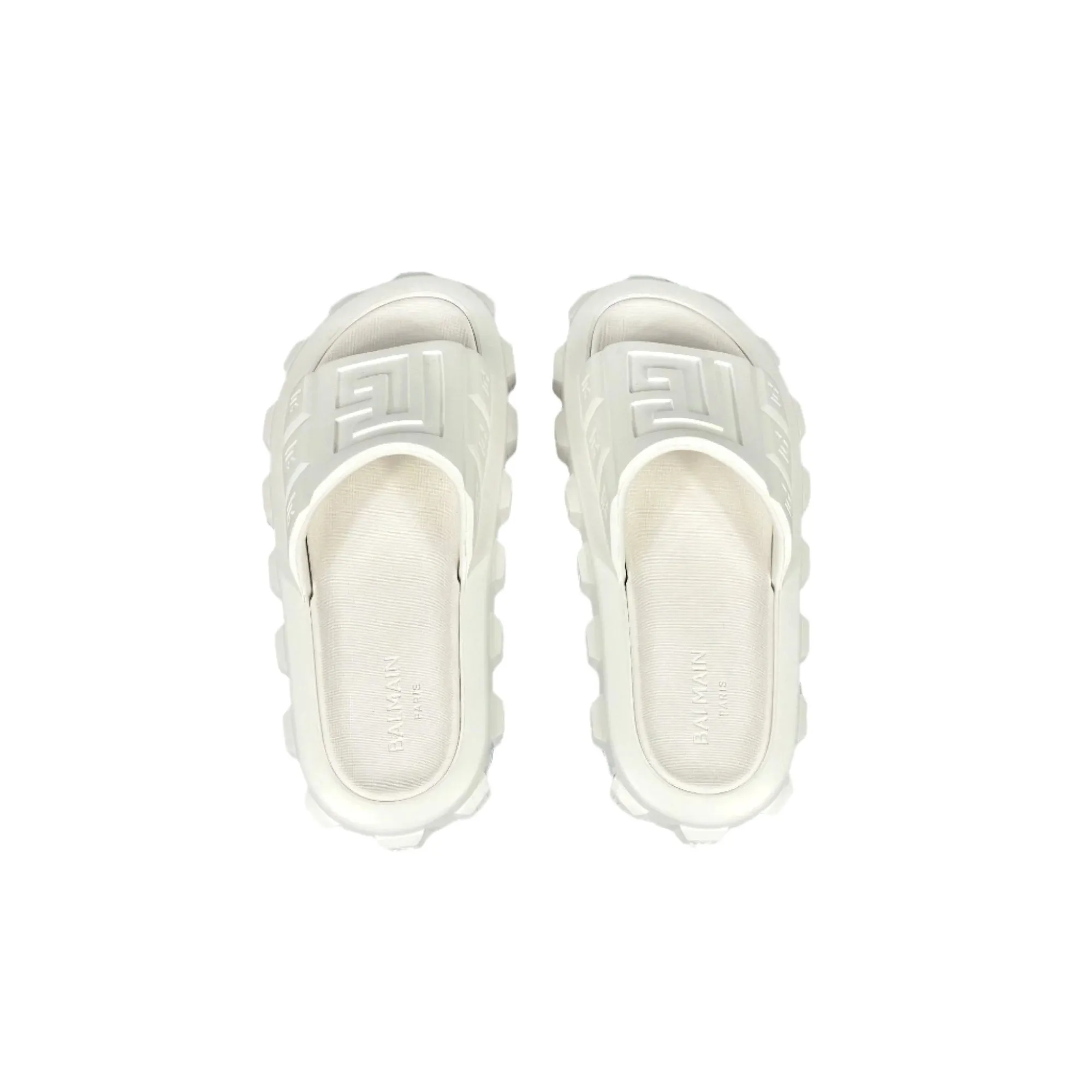 Balmain Mens White Ari Rubber Slides Sandals
