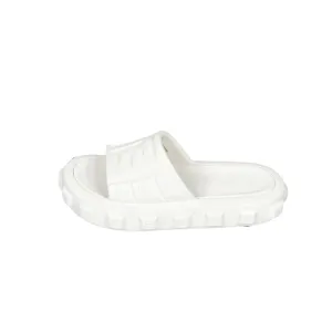 Balmain Mens White Ari Rubber Slides Sandals