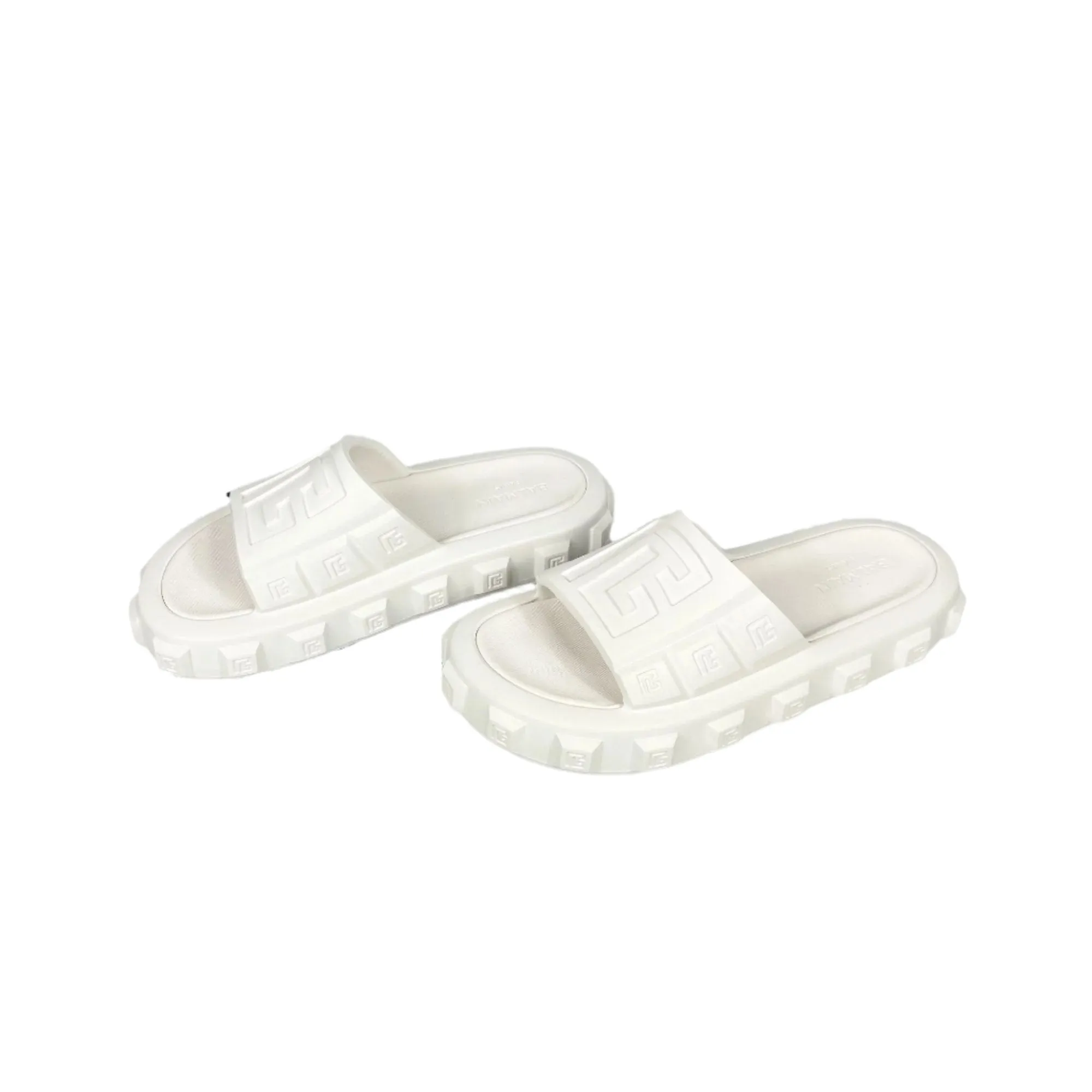 Balmain Mens White Ari Rubber Slides Sandals