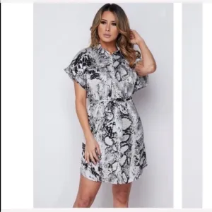 Banjul Snake skin dress with tie Button down