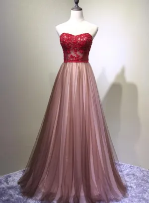 Beautiful Red and Pink Sweetheart A-line Junior Prom Dress, Prom Gown, Party Dress
