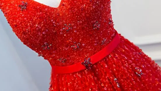 Beautiful Red Tulle Long Party Dress, V-neckline Prom Dress