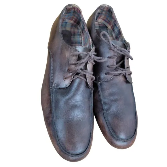 Bed Stu Distressed Lace Leather Derby Oxford Shoe Brown Oiled Mens Size 12