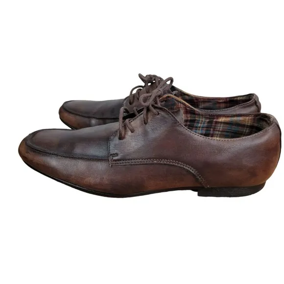 Bed Stu Distressed Lace Leather Derby Oxford Shoe Brown Oiled Mens Size 12