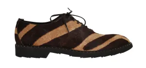 Beige Brown Striped Pony Hair Shoes