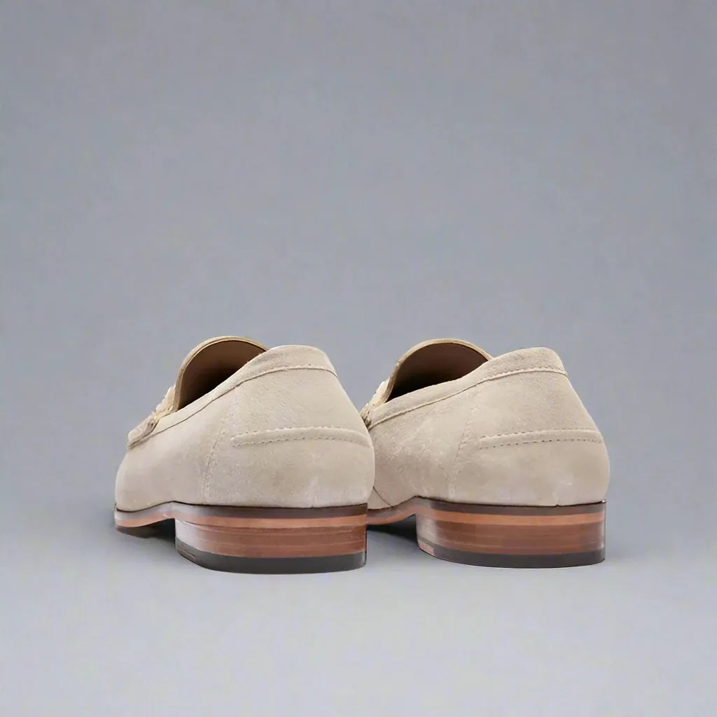 Beige Italian Suede Lysandra Tassel Loafers - Loafers Shoes