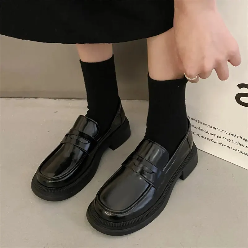 binfenxie Brown Loafers women Japanese School Students JK Uniform Shoes Round Toe Women Girls Retro Round Toe Lolita Cosplay Shoes size 42