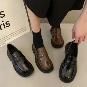 binfenxie Brown Loafers women Japanese School Students JK Uniform Shoes Round Toe Women Girls Retro Round Toe Lolita Cosplay Shoes size 42