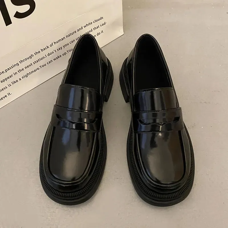 binfenxie Brown Loafers women Japanese School Students JK Uniform Shoes Round Toe Women Girls Retro Round Toe Lolita Cosplay Shoes size 42