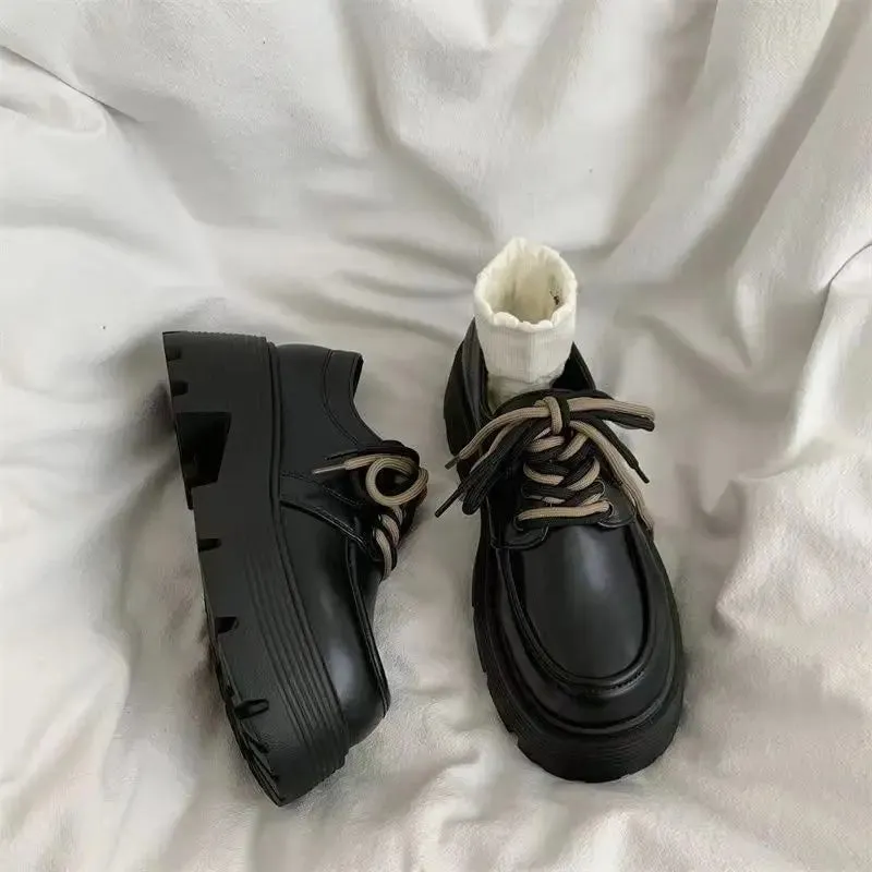 binfenxie  Lace-up Loafers for Women Spring Autumn New Designer PU Leather Japanese Platform Shoes Female Fashion Casual Pumps Ladies