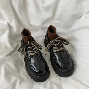 binfenxie  Lace-up Loafers for Women Spring Autumn New Designer PU Leather Japanese Platform Shoes Female Fashion Casual Pumps Ladies