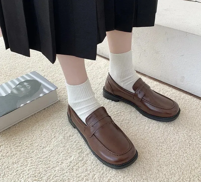 binfenxie Loafers Women Jk Uniform Shoes Uwabaki Japanese JK Round Toe Women Girls School Students Mary Janes Lolita Brown Cosplay Shoes