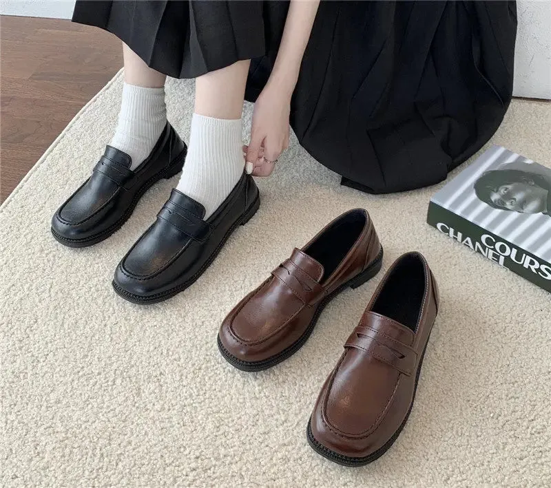 binfenxie Loafers Women Jk Uniform Shoes Uwabaki Japanese JK Round Toe Women Girls School Students Mary Janes Lolita Brown Cosplay Shoes