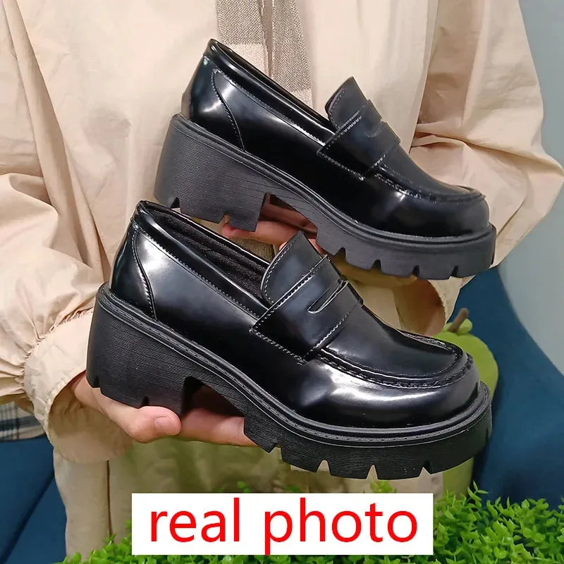 binfenxie Lolita Gothic Shoes Platforms Mary Jane Shoes Girls Japanese School Jk Uniform Accessories Lolita Shoes College Platform Shoes