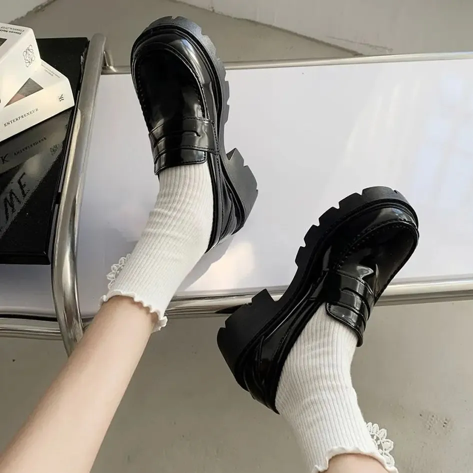 binfenxie Lolita Gothic Shoes Platforms Mary Jane Shoes Girls Japanese School Jk Uniform Accessories Lolita Shoes College Platform Shoes