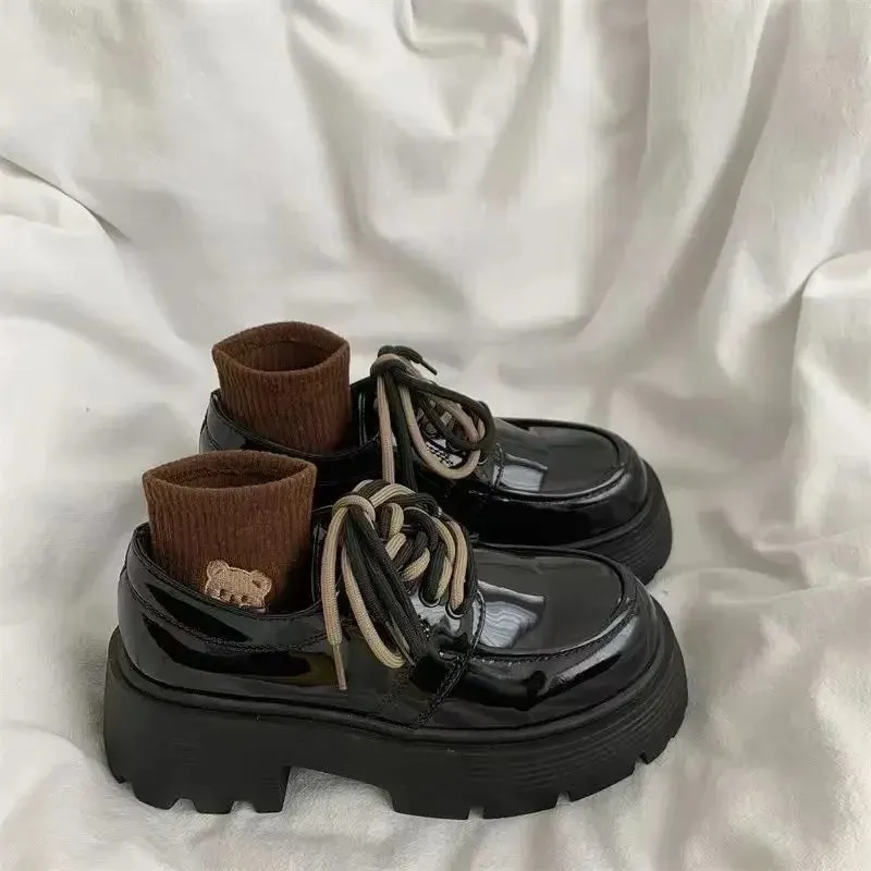 binfenxie  -  Platform Loafers for Women Spring Autumn New Designer PU Leather Japanese Casual Shoes Female Fashion Casual Pumps Ladies