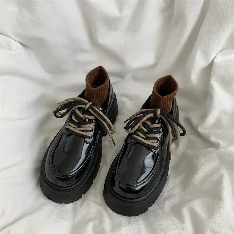 binfenxie  -  Platform Loafers for Women Spring Autumn New Designer PU Leather Japanese Casual Shoes Female Fashion Casual Pumps Ladies