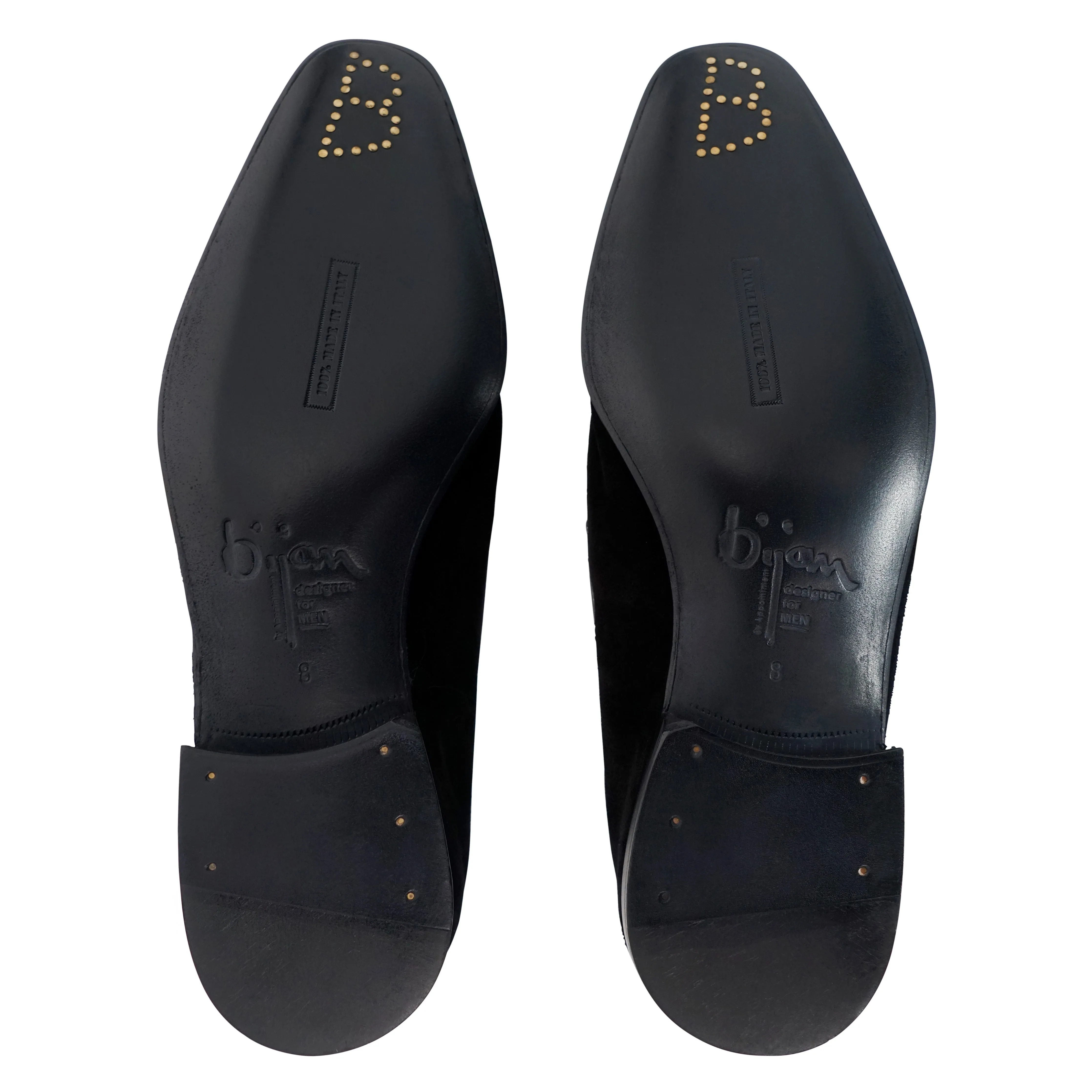 Black and Silver Suede Loafer
