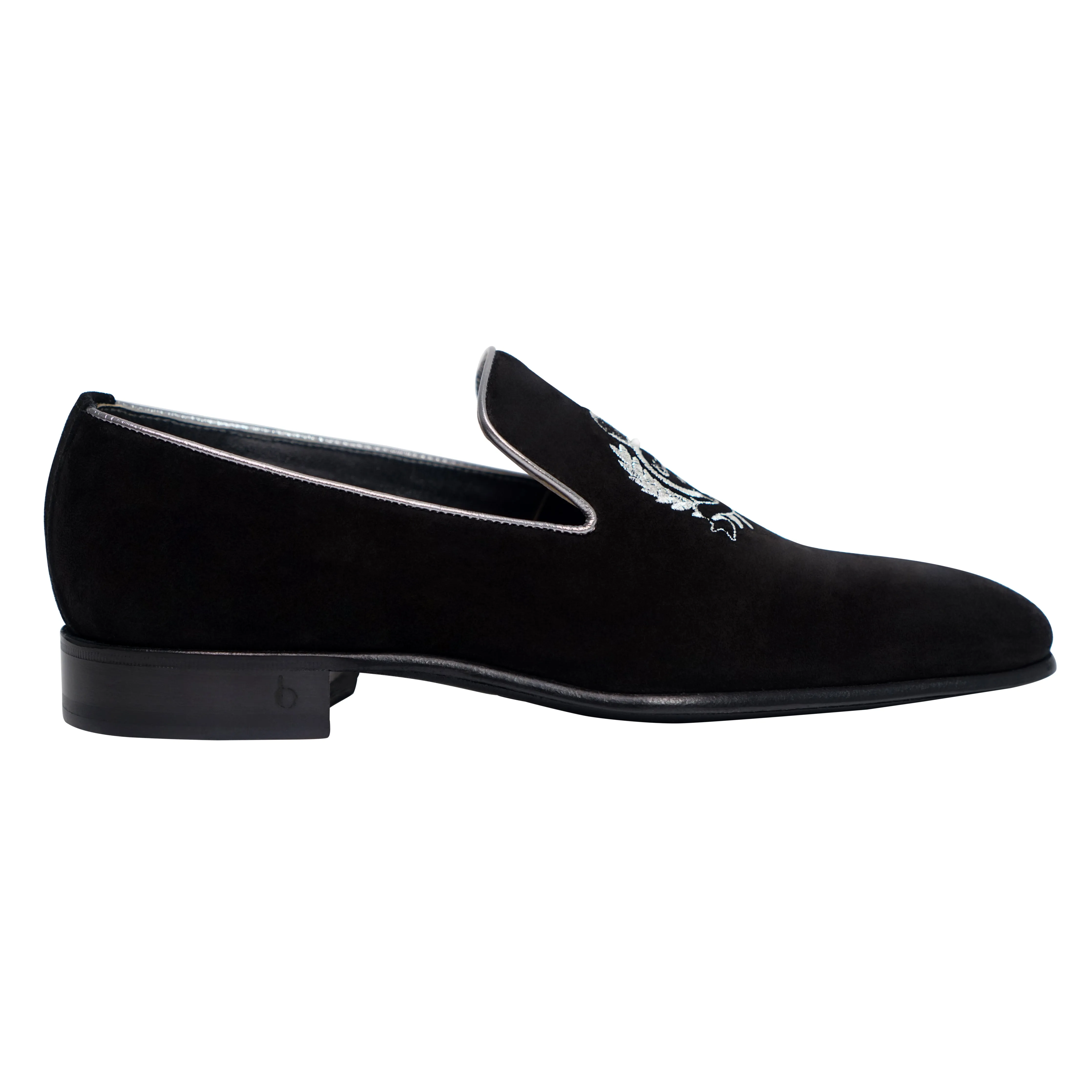 Black and Silver Suede Loafer