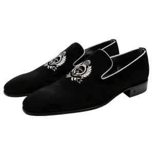 Black and Silver Suede Loafer