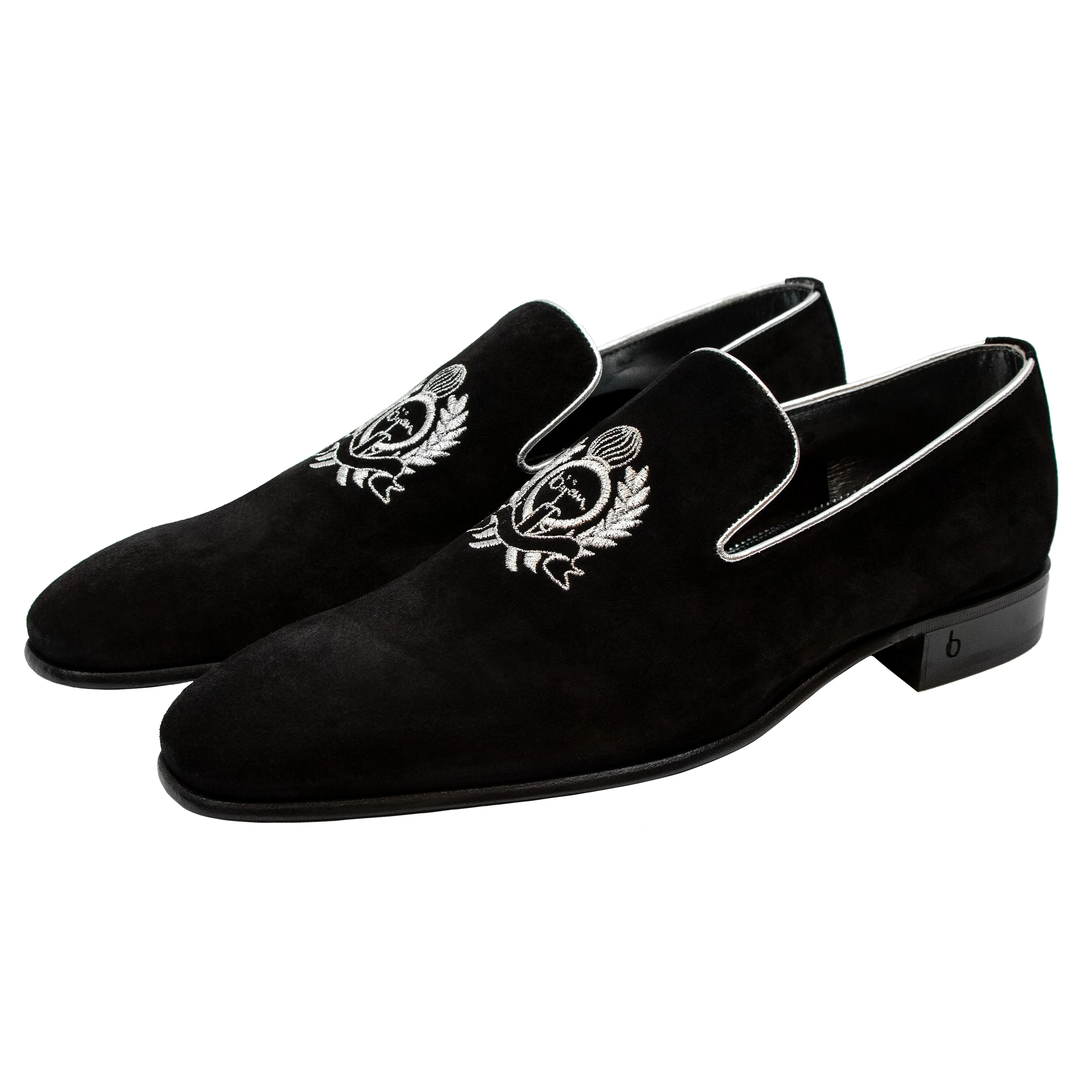 Black and Silver Suede Loafer