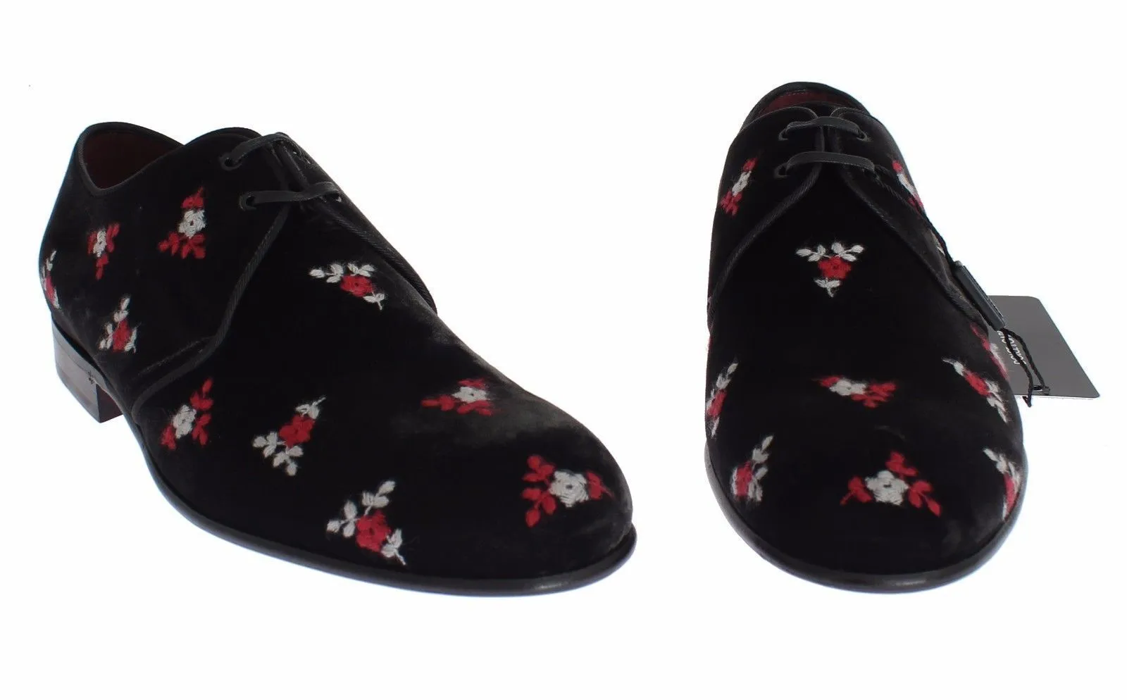 Black Floral Velvet Formal Dress Shoes