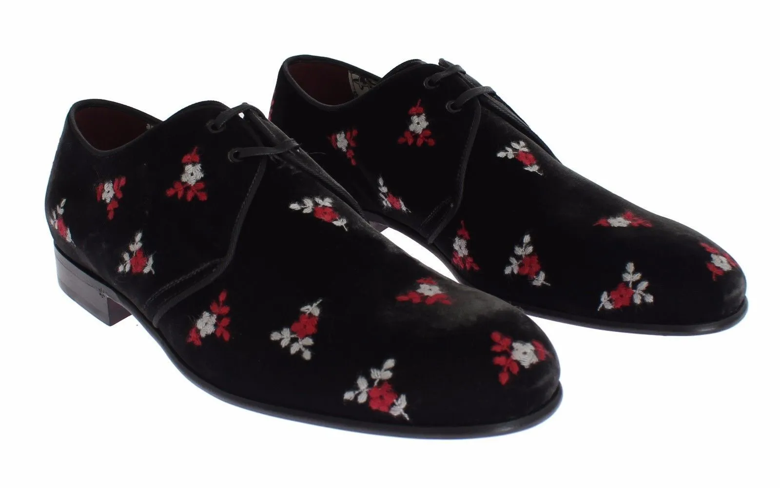 Black Floral Velvet Formal Dress Shoes