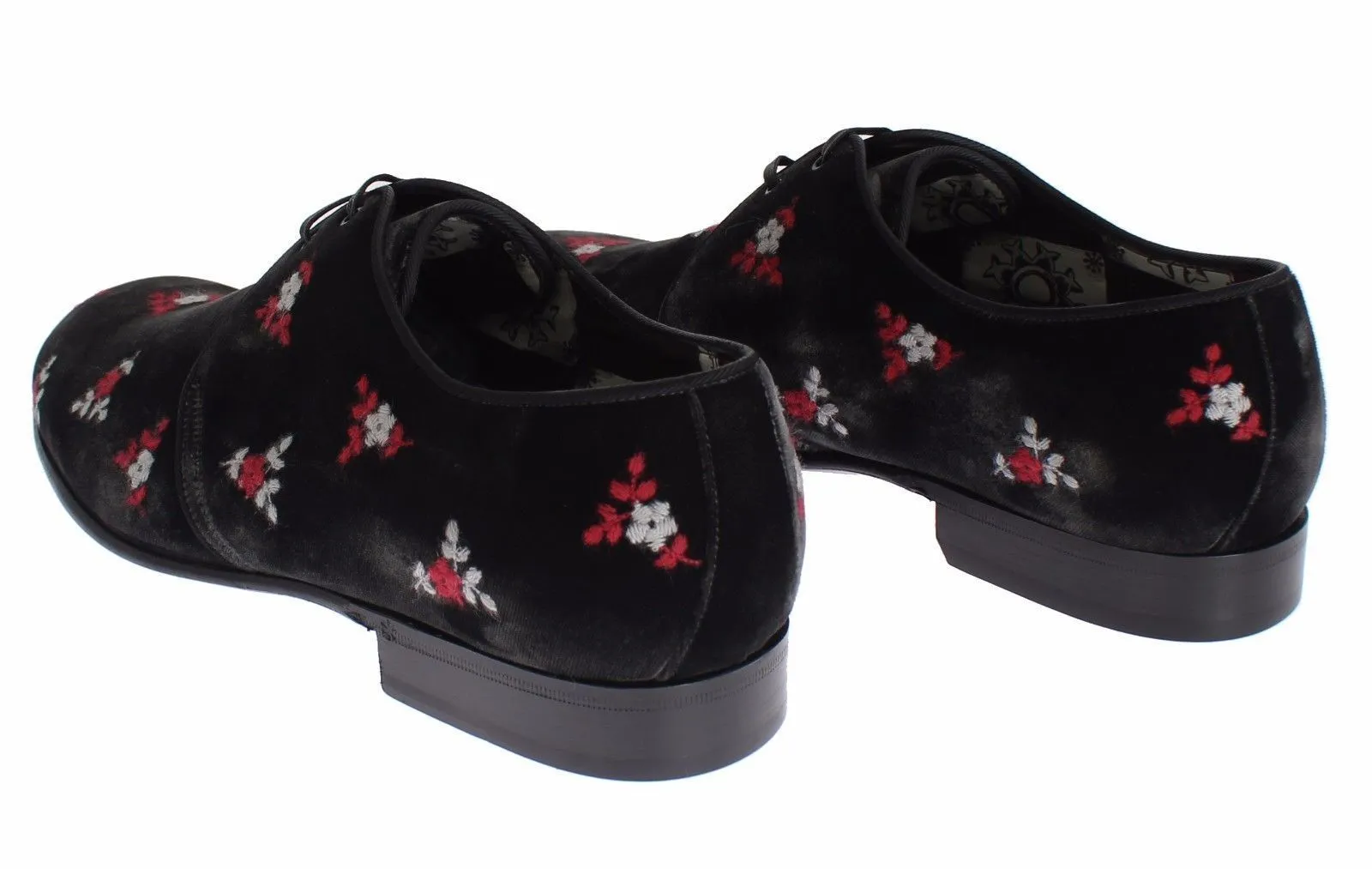 Black Floral Velvet Formal Dress Shoes