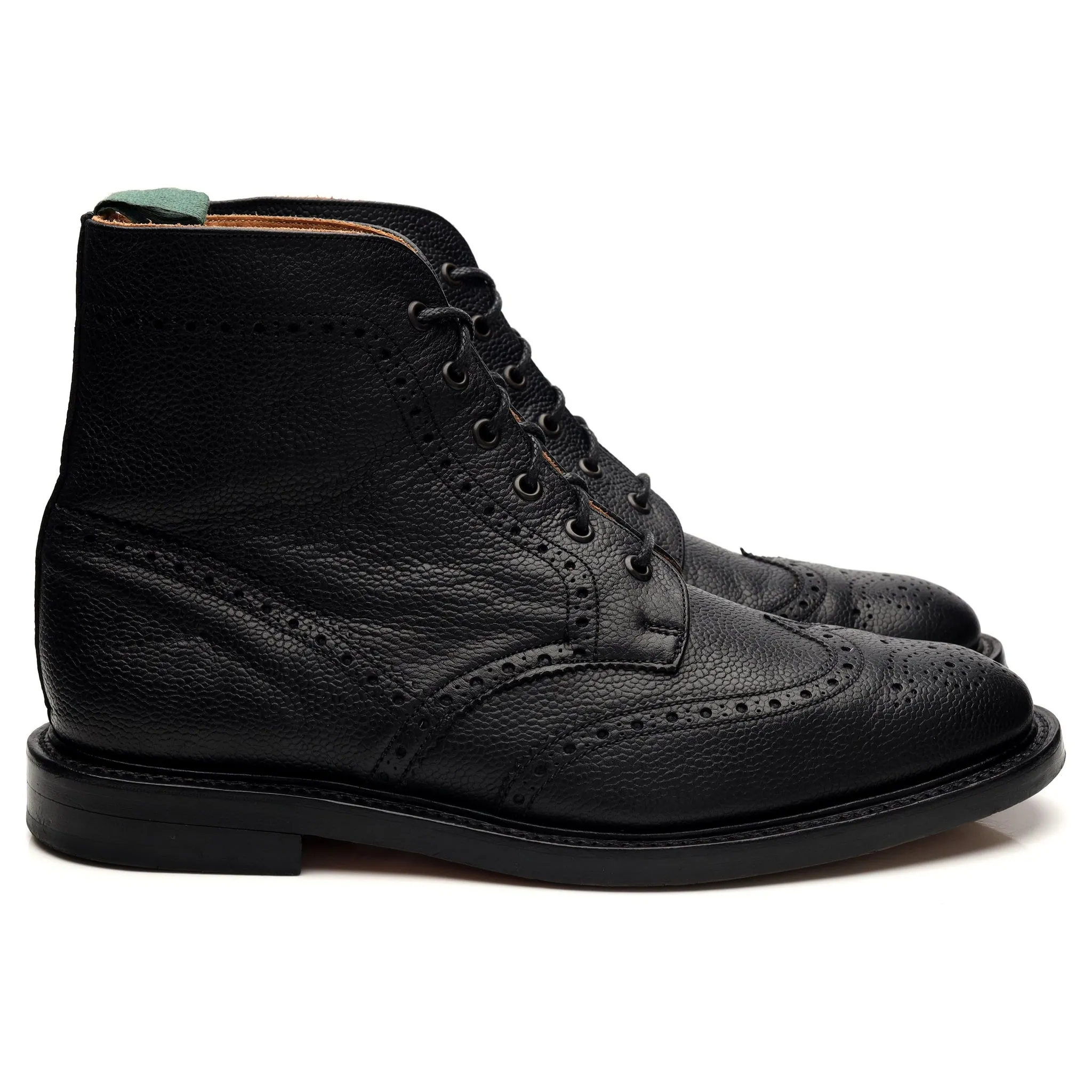 Black Grain Leather Boots Brogues UK 10