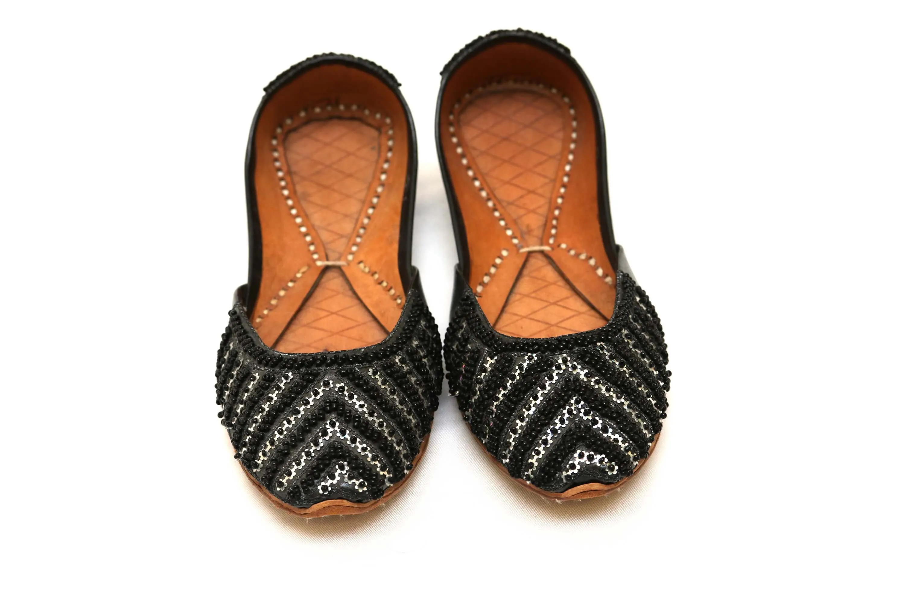 Black Handmade Khussa Shoes With Beads