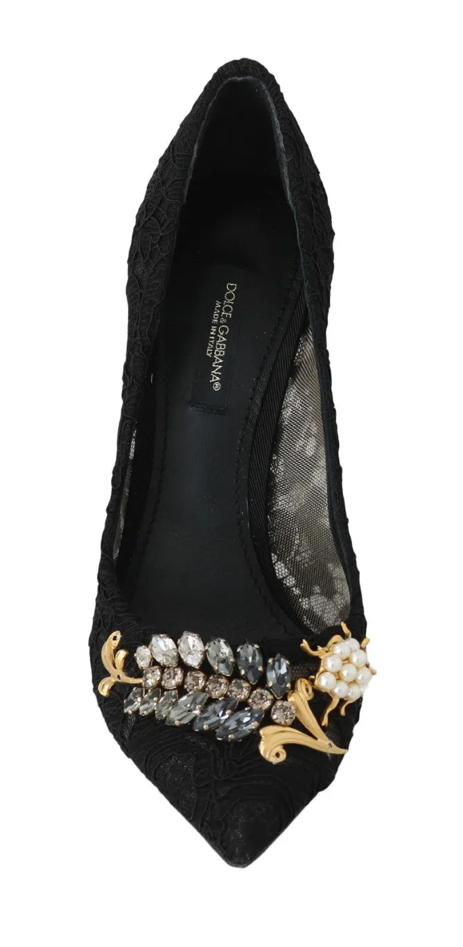 Black Lace Taormina Crystal Pumps Shoes
