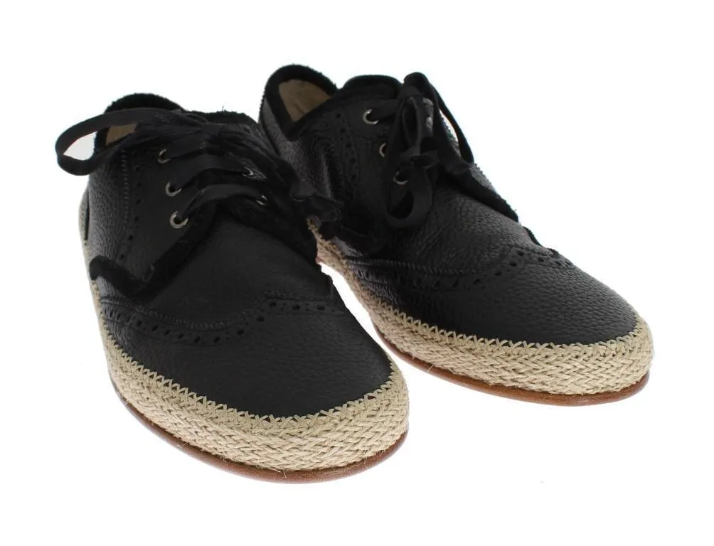 Black Leather Casual Derby Shoes