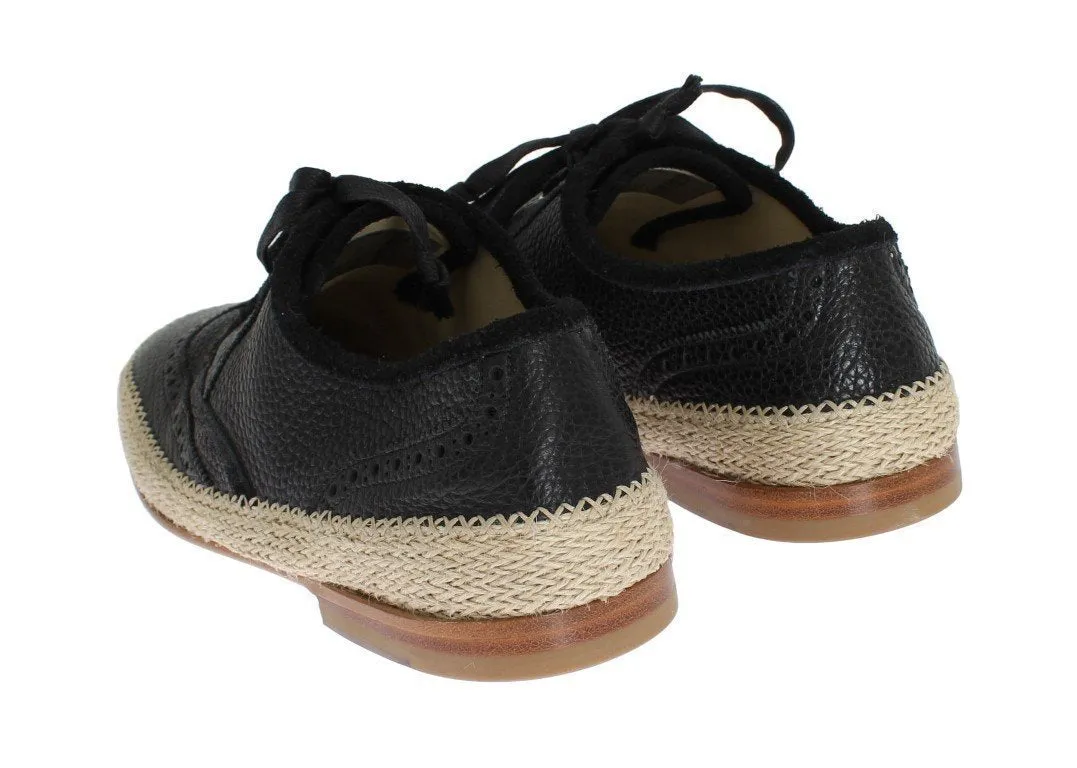 Black Leather Casual Derby Shoes