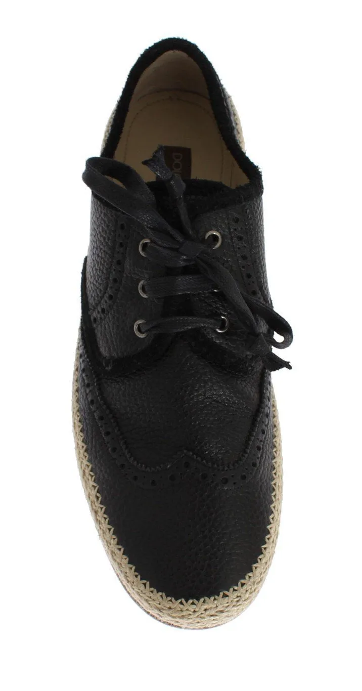Black Leather Casual Derby Shoes