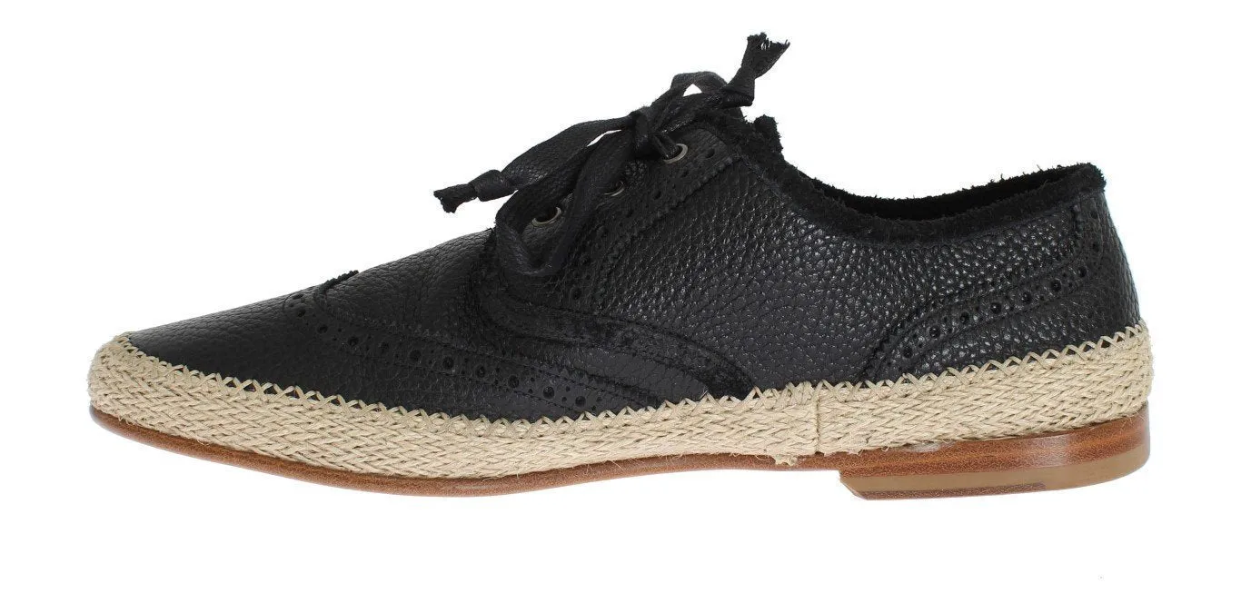 Black Leather Casual Derby Shoes