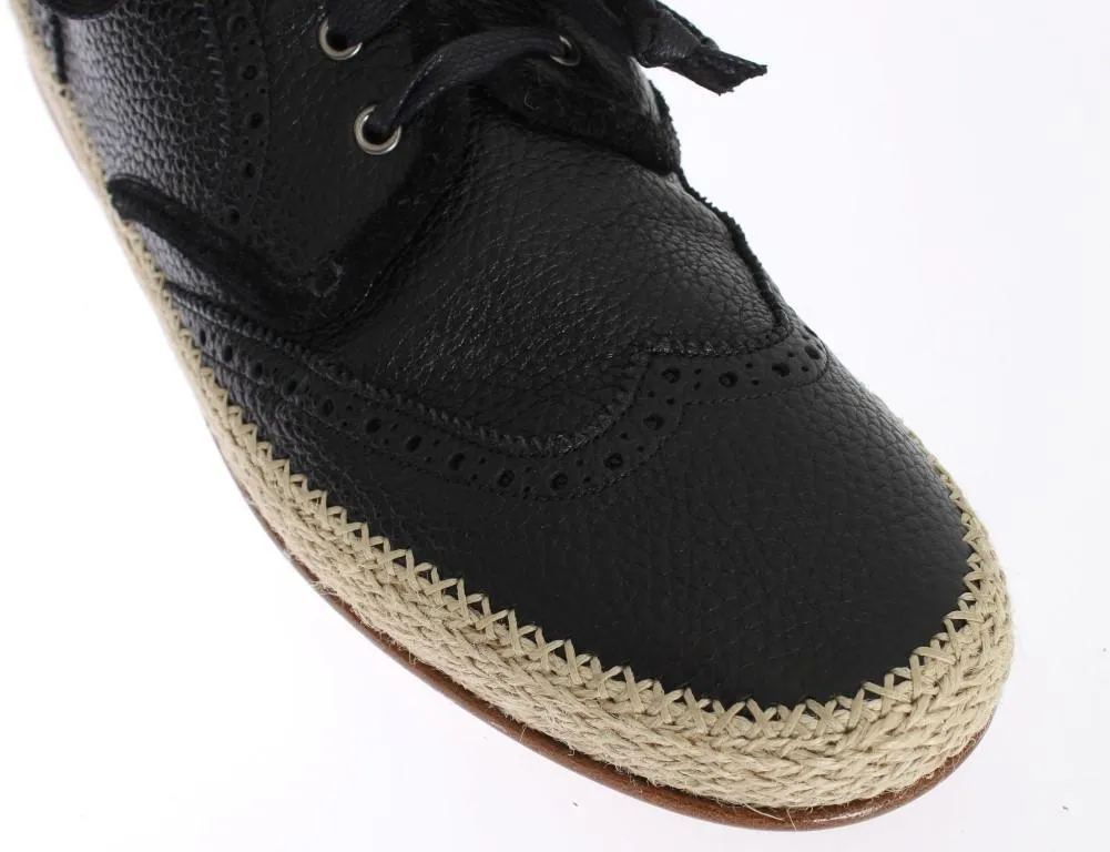 Black Leather Casual Derby Shoes