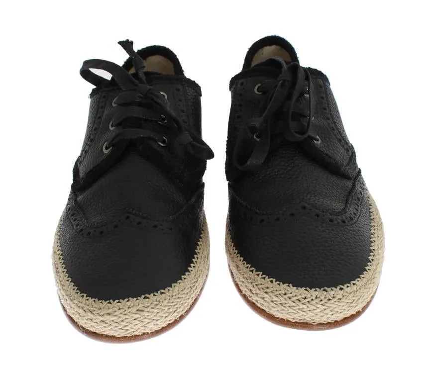 Black Leather Casual Derby Shoes