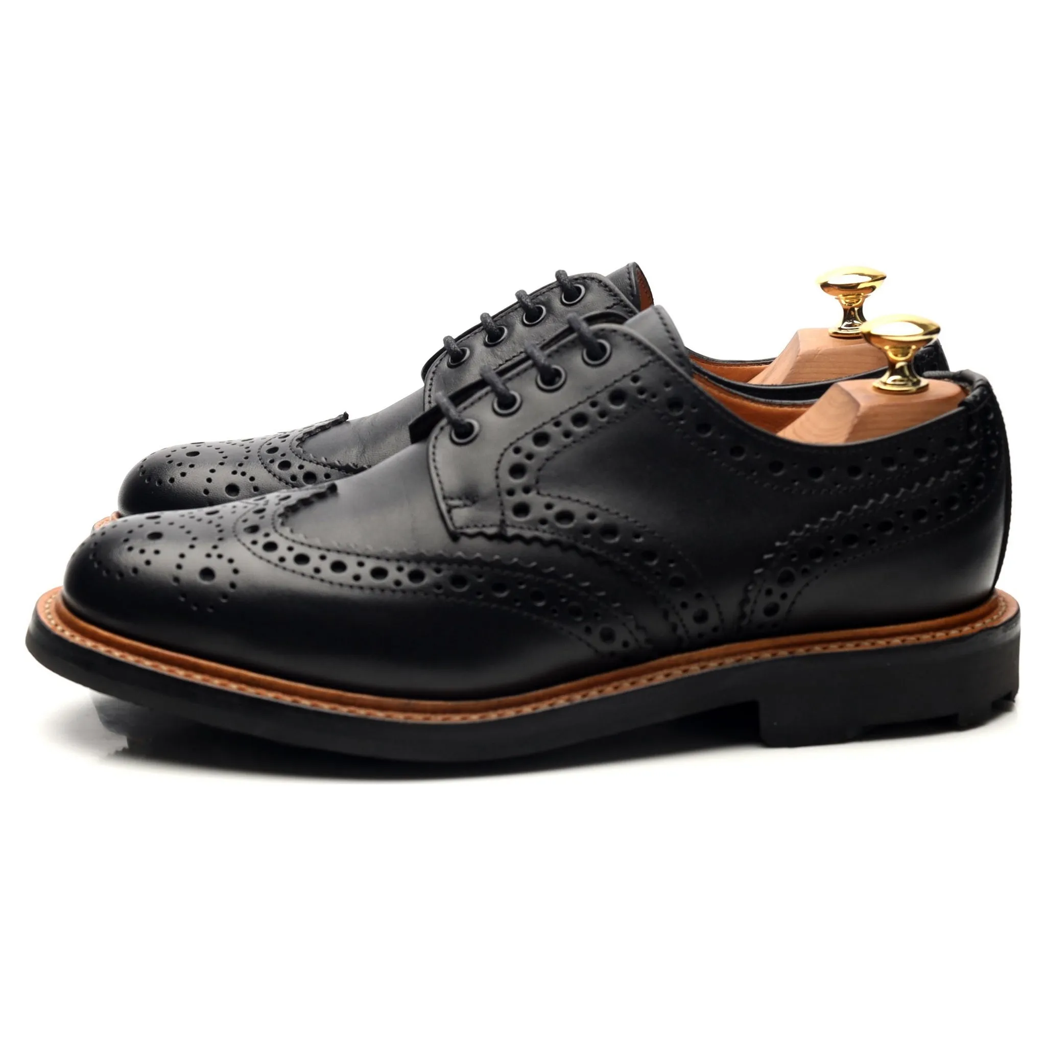 Black Leather Derby Brogues UK 6.5