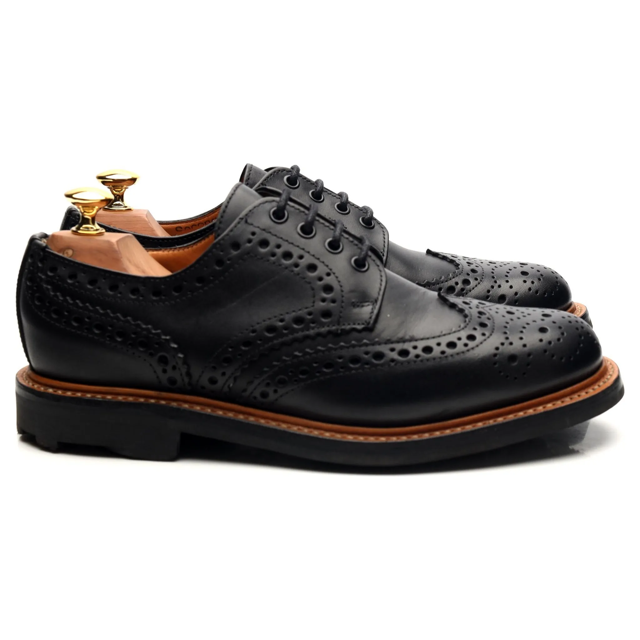 Black Leather Derby Brogues UK 6.5