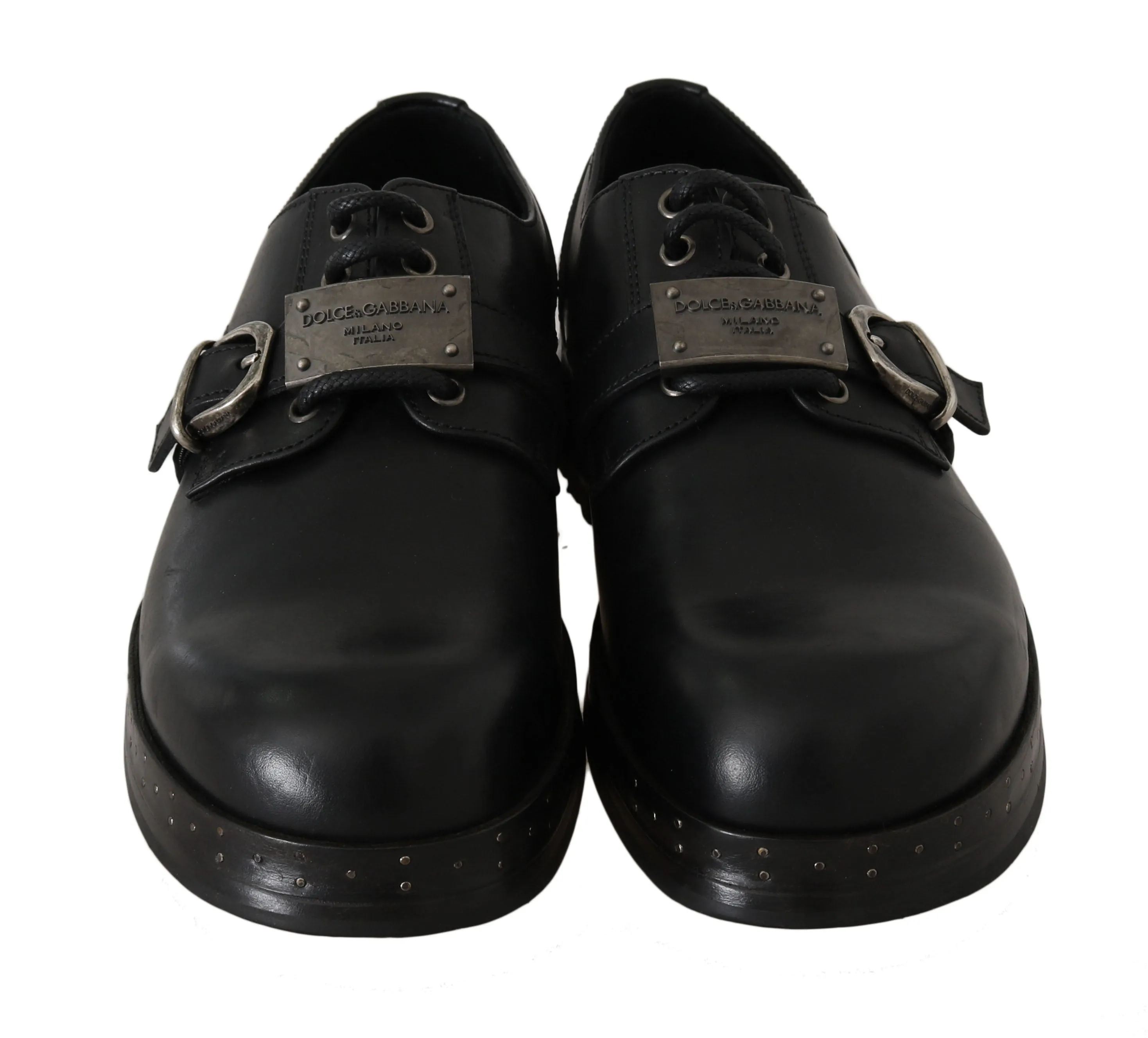 Black Leather Derby Dress Monkstrap