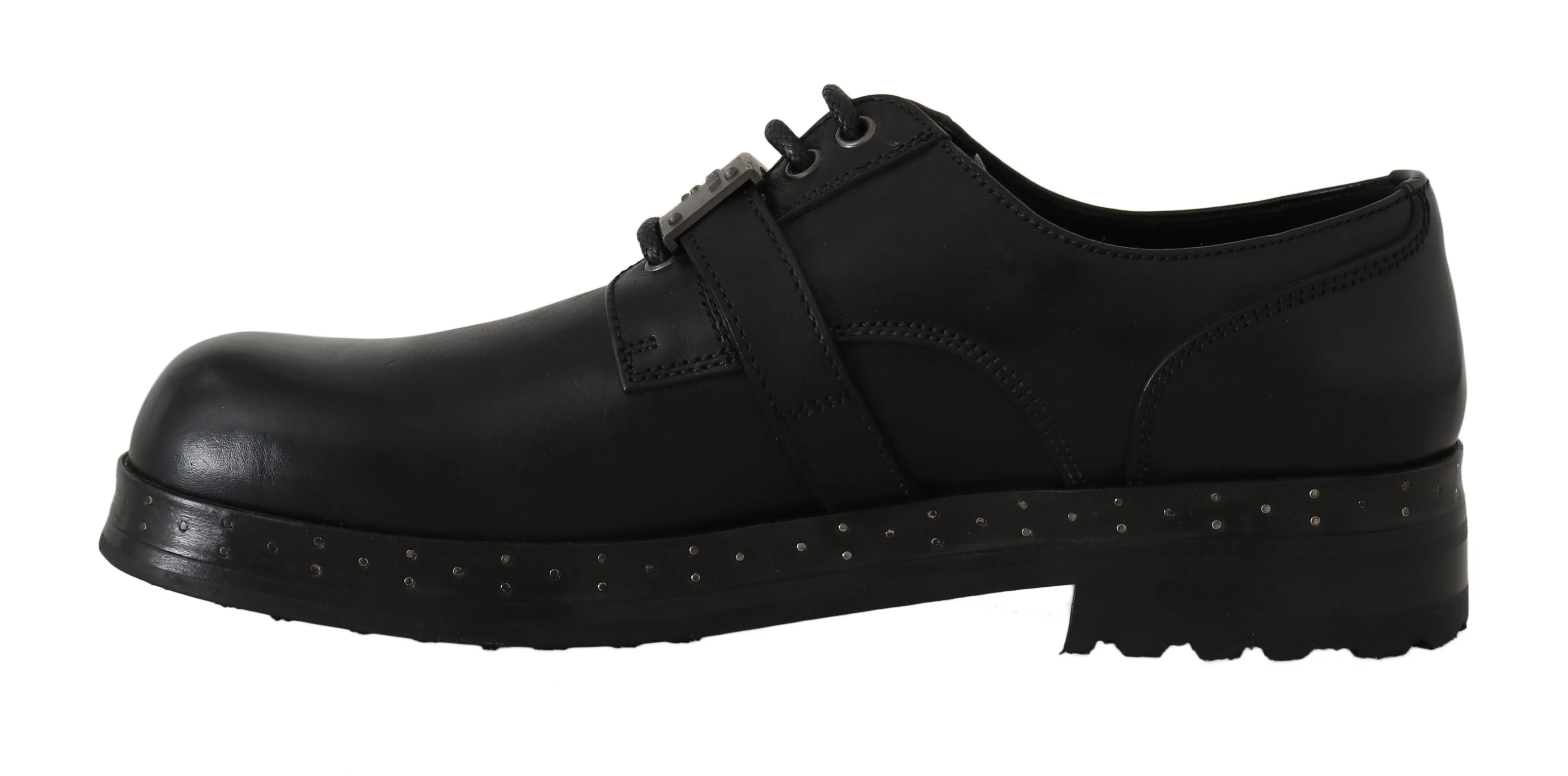 Black Leather Derby Dress Monkstrap