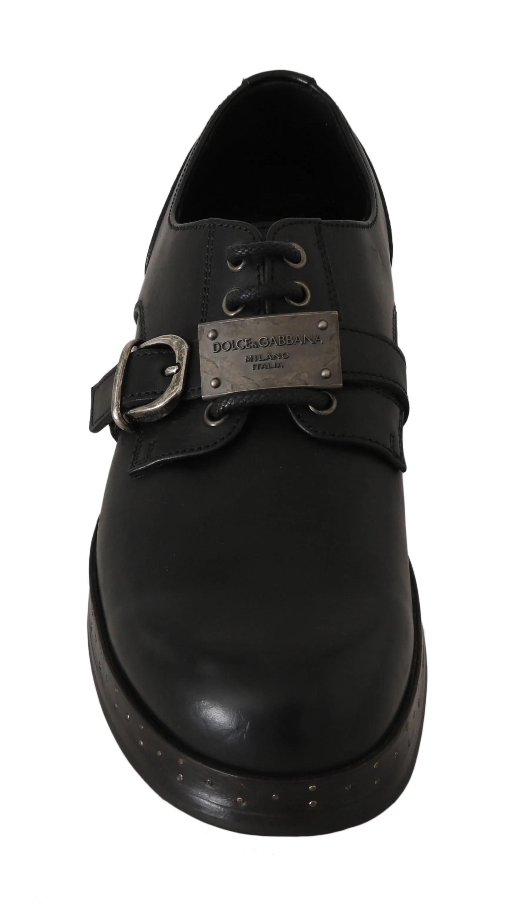 Black Leather Derby Dress Monkstrap