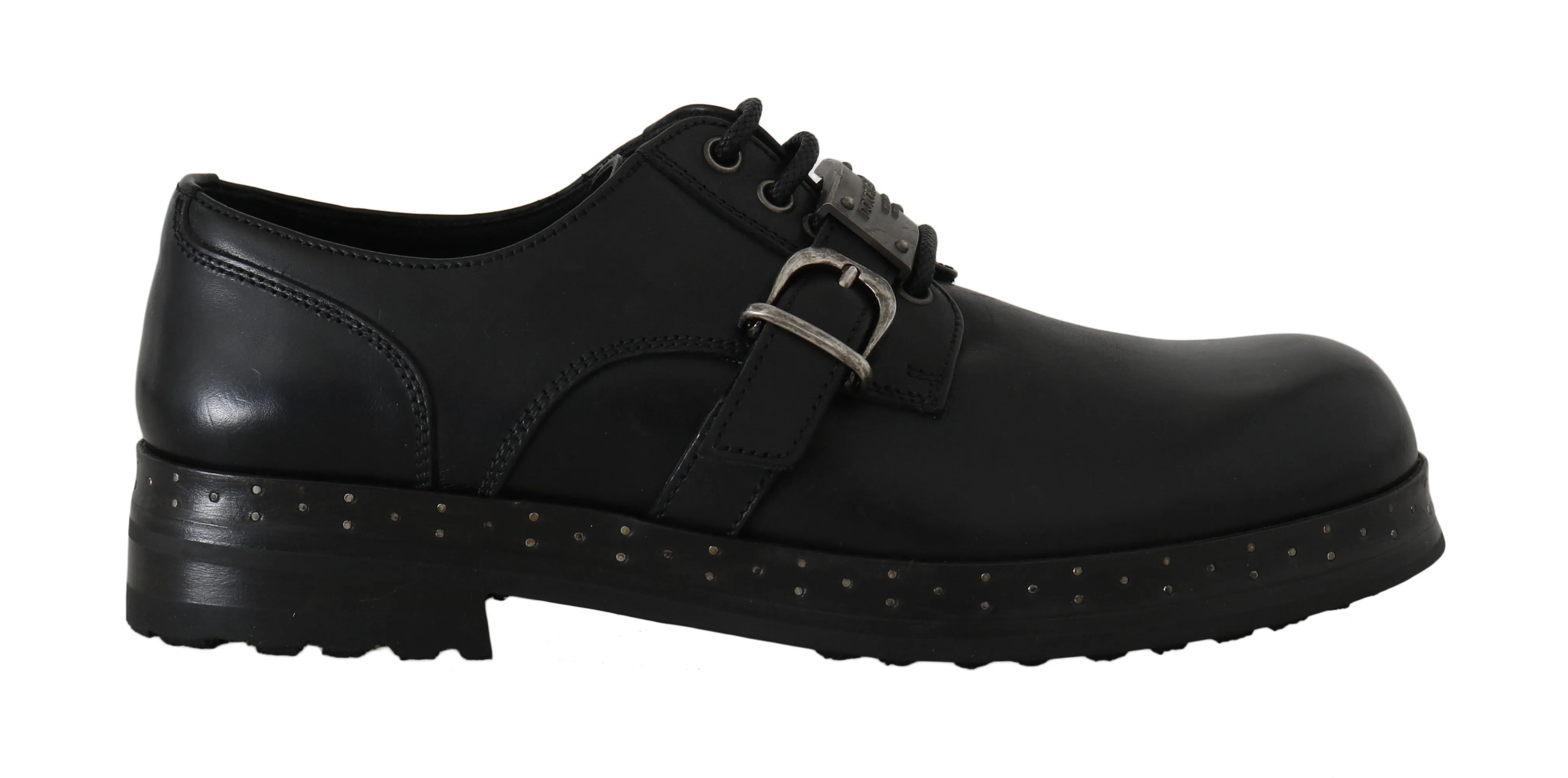 Black Leather Derby Dress Monkstrap