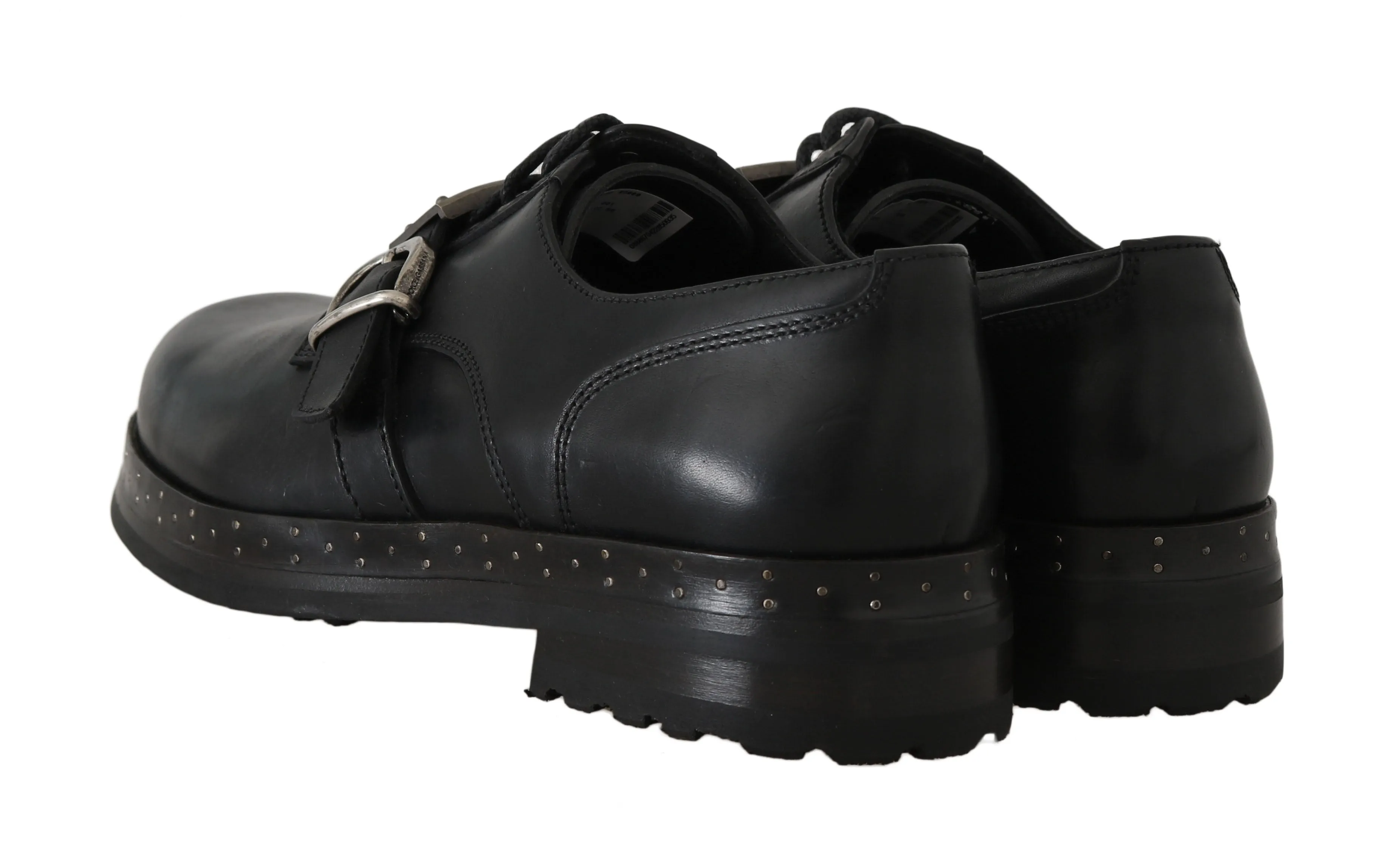 Black Leather Derby Dress Monkstrap
