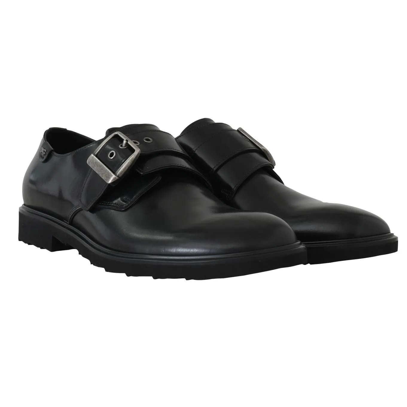 Black Leather Monkstrap Dress Formal Shoes