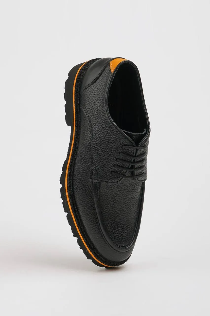 Black Milled Derby Laces Shoes