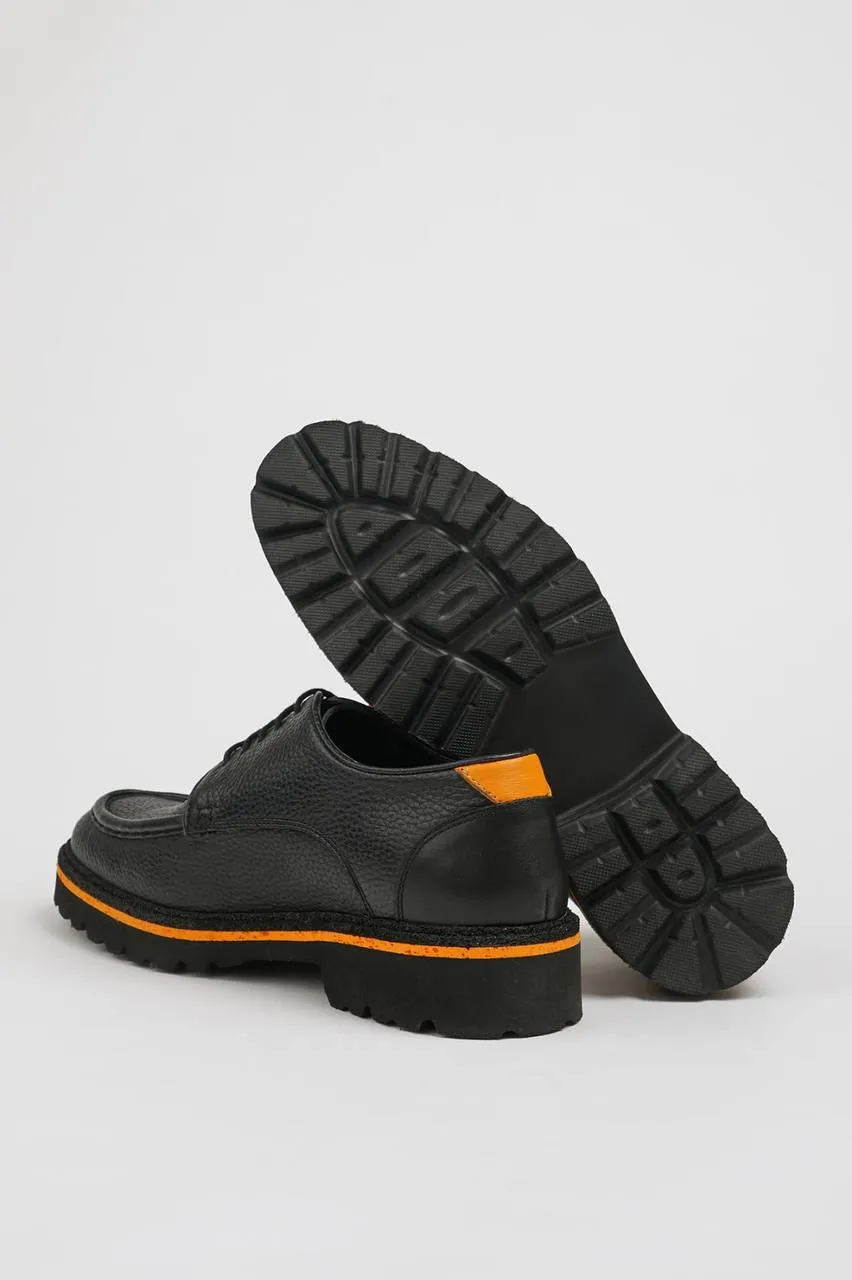 Black Milled Derby Laces Shoes