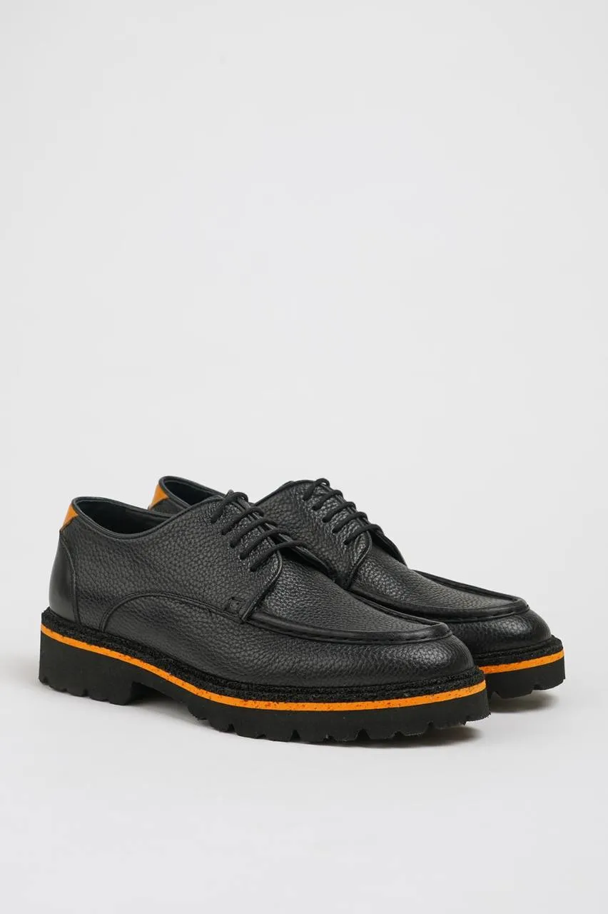 Black Milled Derby Laces Shoes